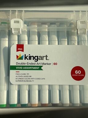 NEUFS ! Ensemble de 60 Marqueurs à l’alcool- à Double Extrémité - KINGART PRO